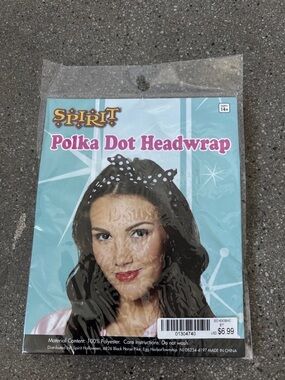 Spirit Polka Dot Headwrap - Black with White Dots 50’s Halloween